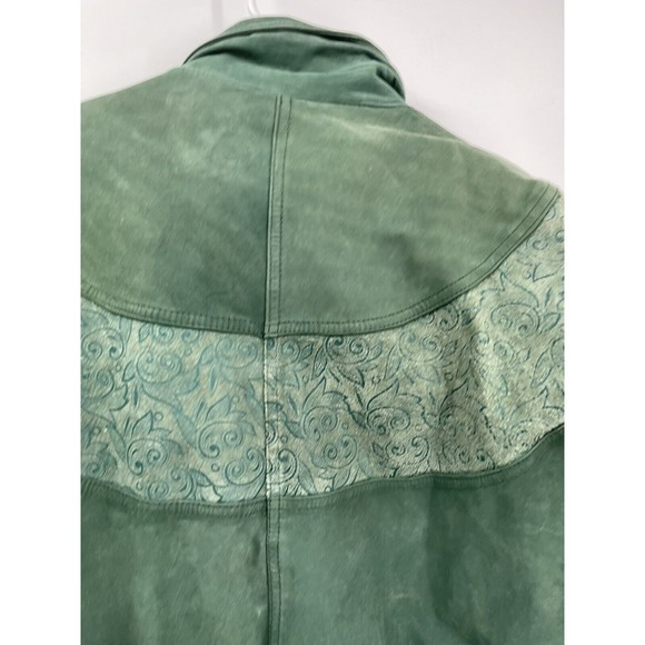 Vintage RZR Originals Women’s Korean Green Leather Jacket Button-Up Medium - Picture 8 of 15